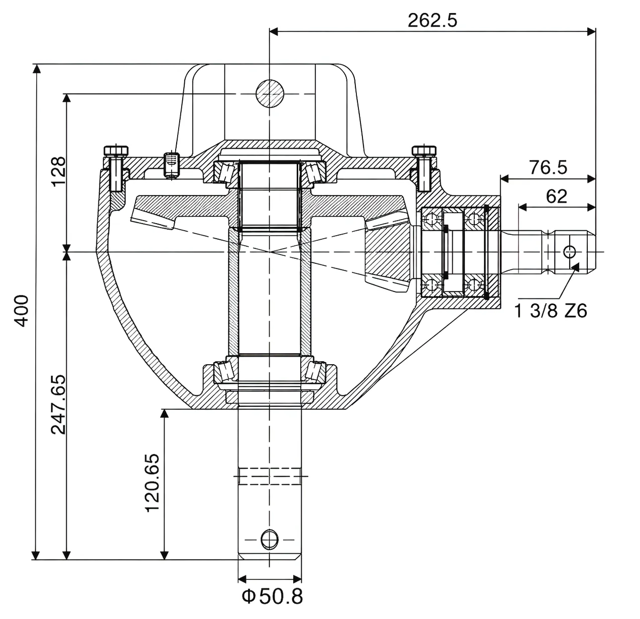 HC-01-084 Pit Digger Gearbox Technical Drawing