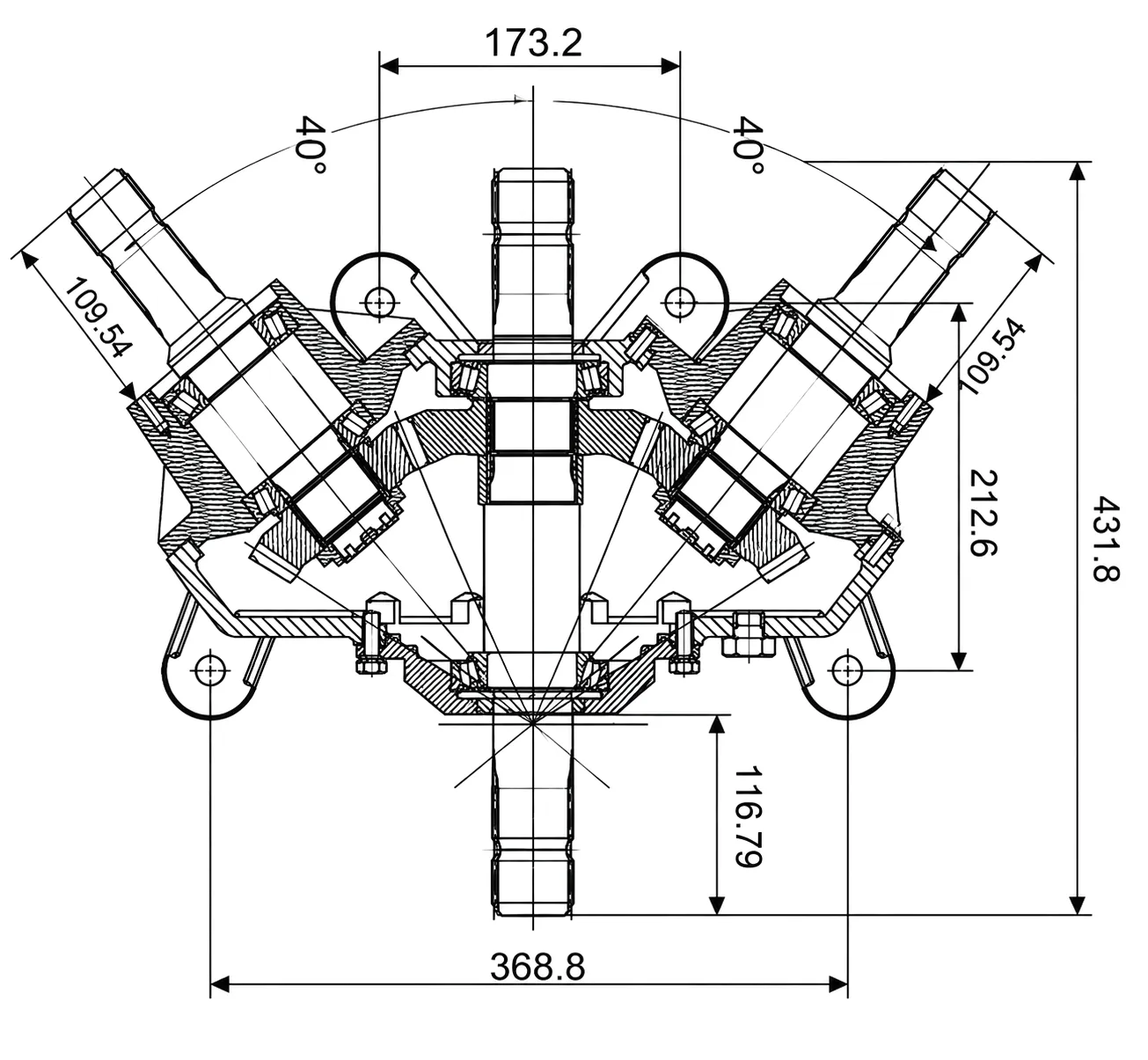 HC 01 661 / HC 01 662 Agricultural Gearbox Technical Drawing