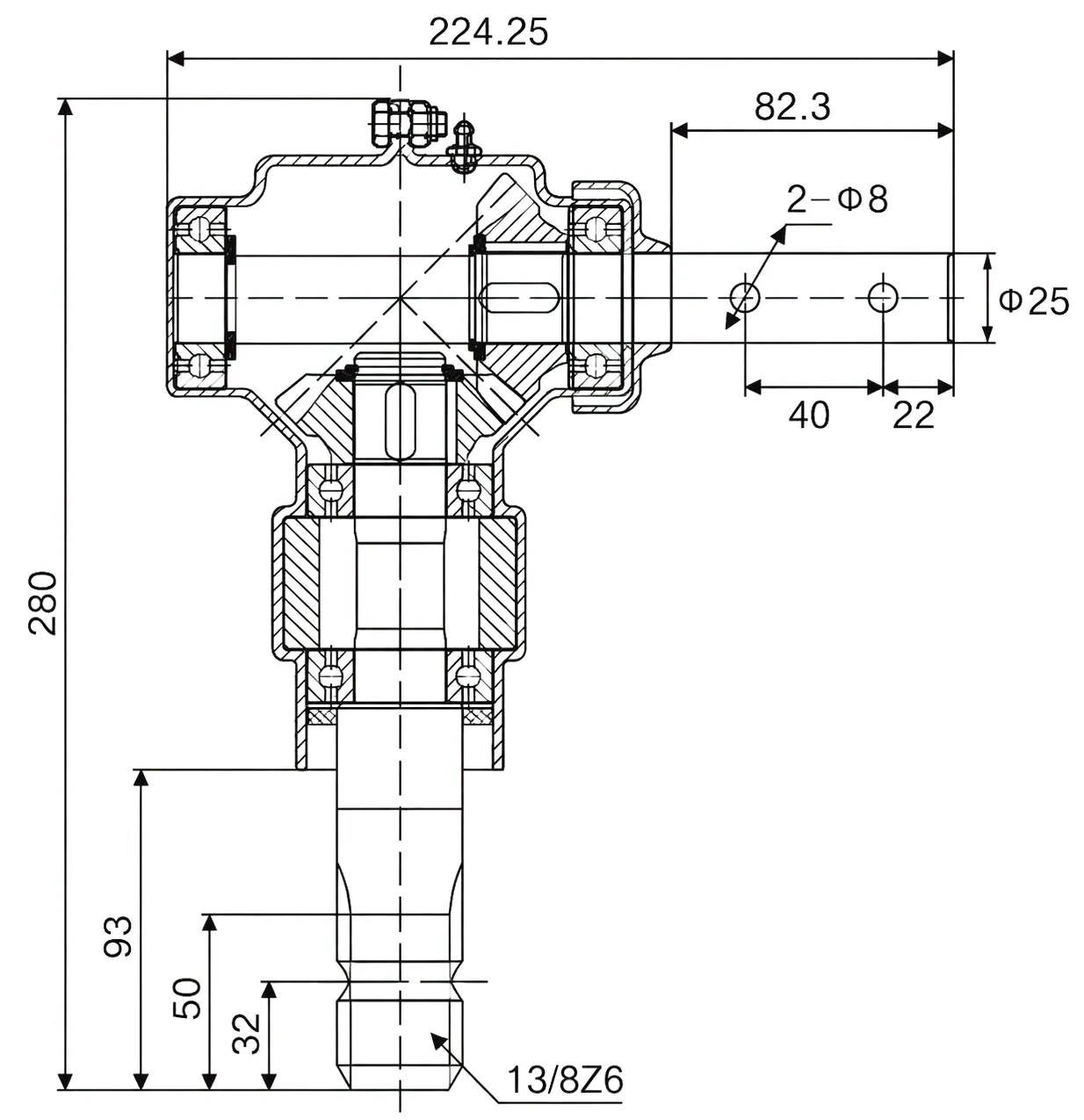 HC-01-229 Agricultural Gearbox Technical Drawing