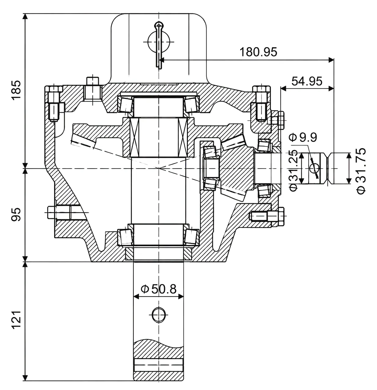 HC-01-725 Pit Digger Gearbox Technical Drawing