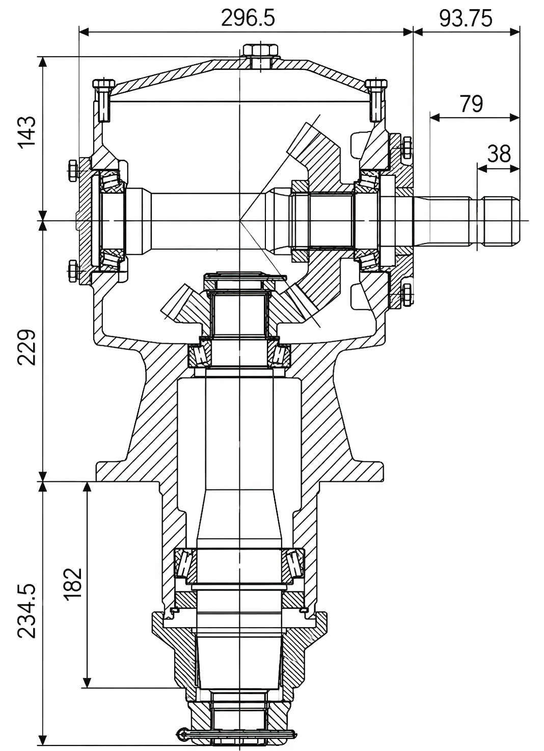 HC-01-768 Agricultural Gearbox Technical Drawing