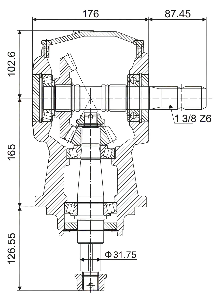 HC-01-790 agricultural gearbox technical drawing and dimensions