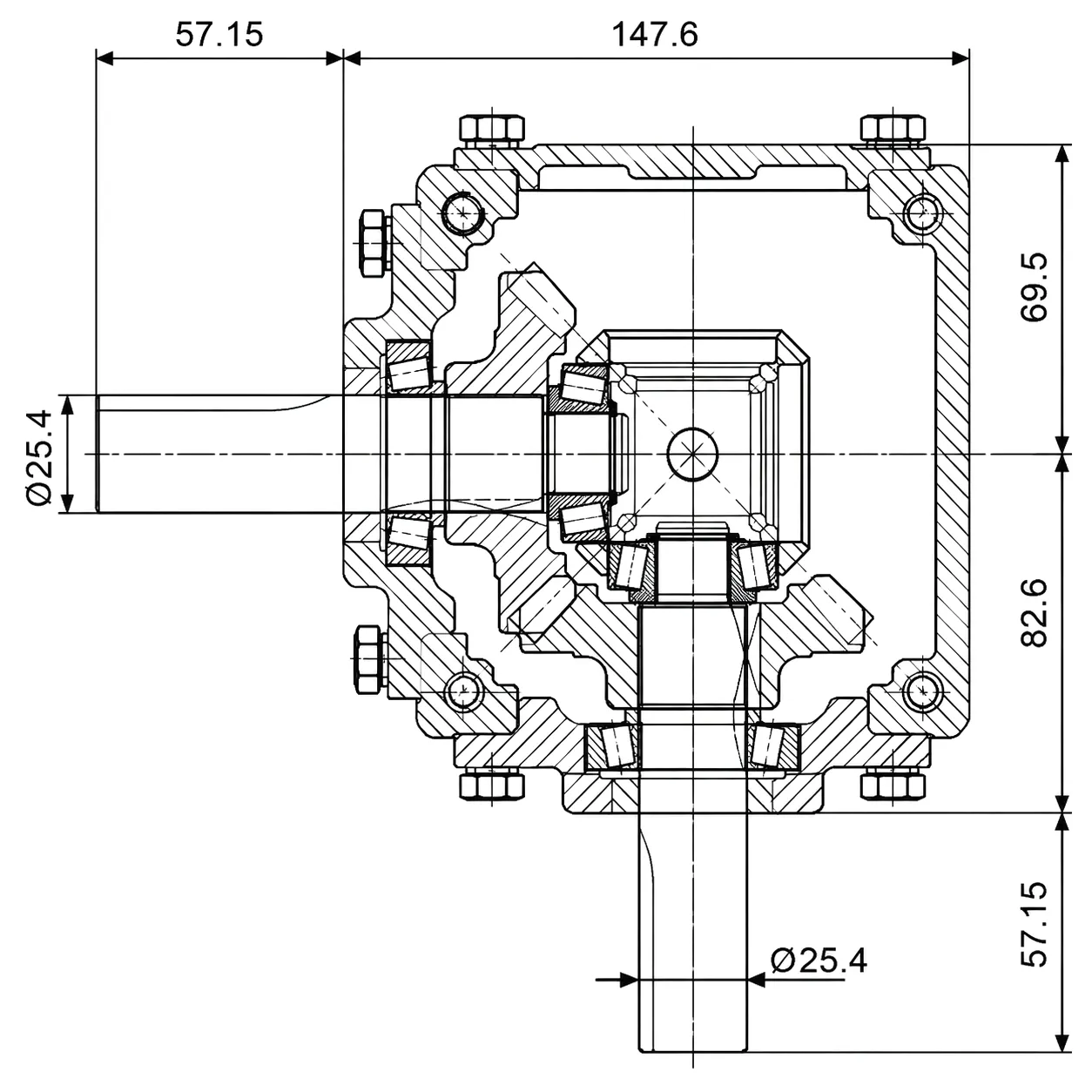 HC-19455-KW Gearbox Technical Drawing