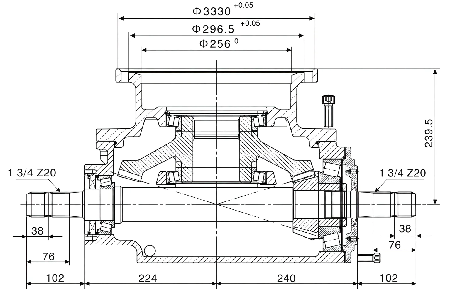 HC-40002 Lawn Mower Gearbox Dimensional Drawing