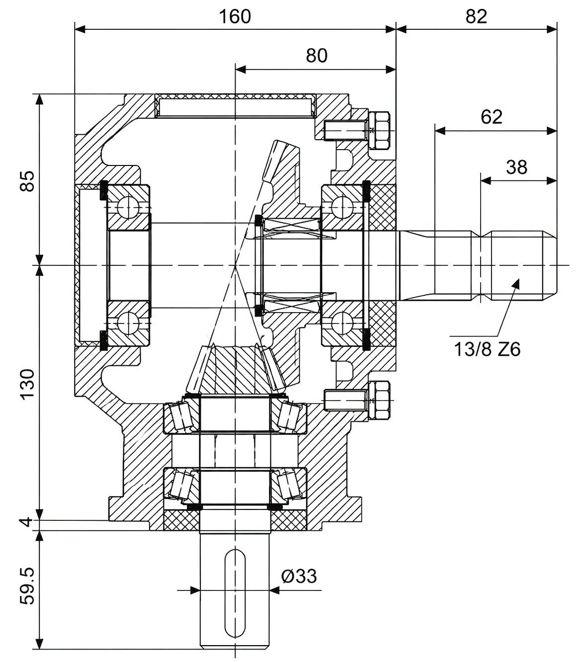 HC-9.310 Agricultural Gearbox Technical Drawing