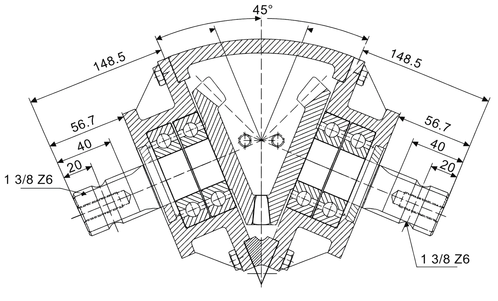 HC-AG135 Gearbox Technical Drawing