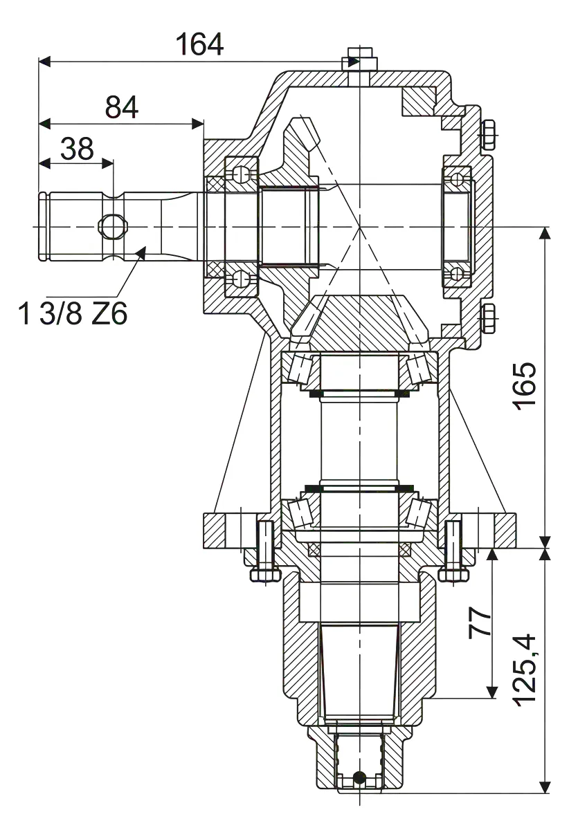 HC-GS4RC Agricultural Gearbox technical drawing dimensions