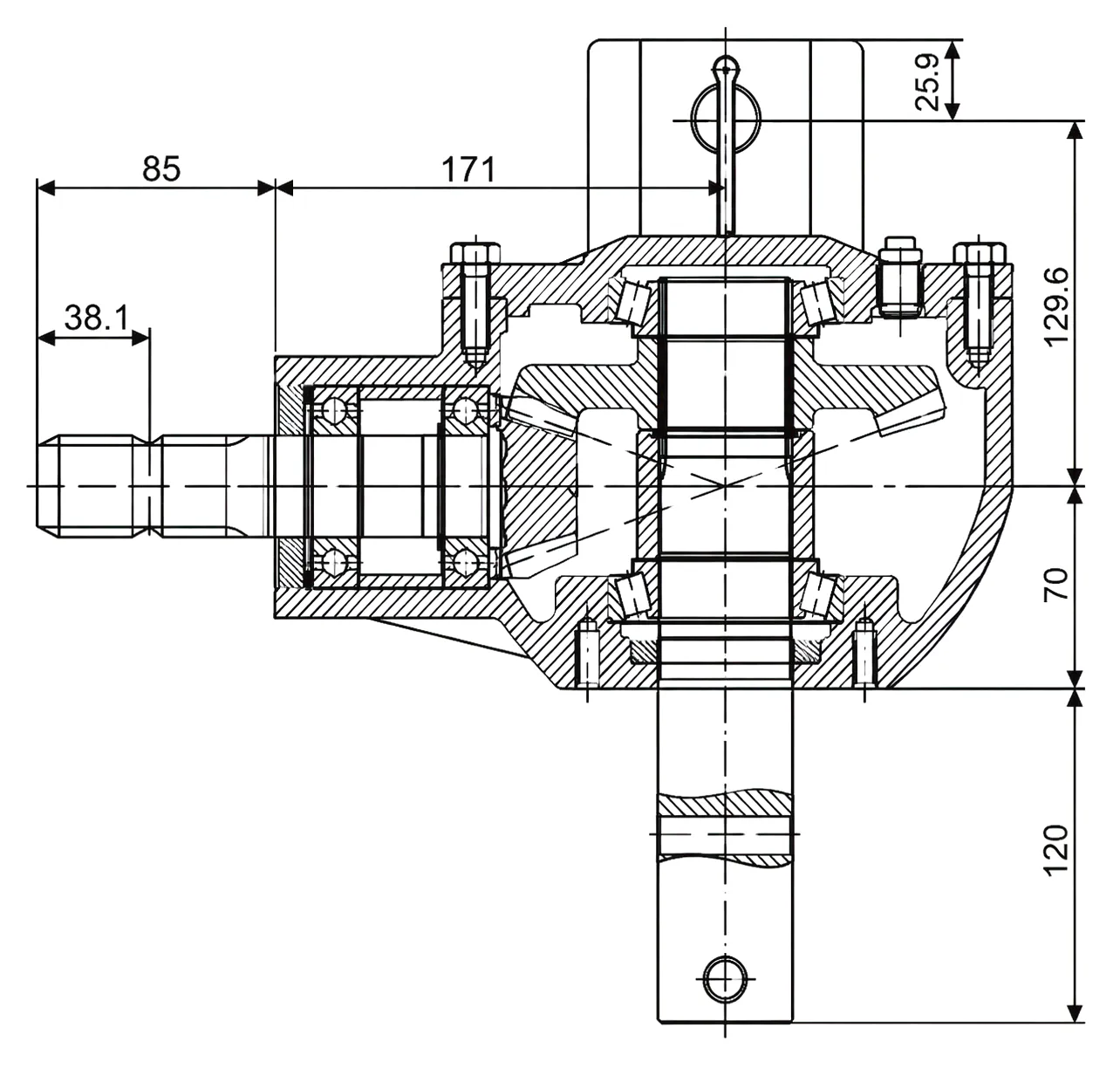 HC-GT40U Pit Digger Gearbox Technical Drawing