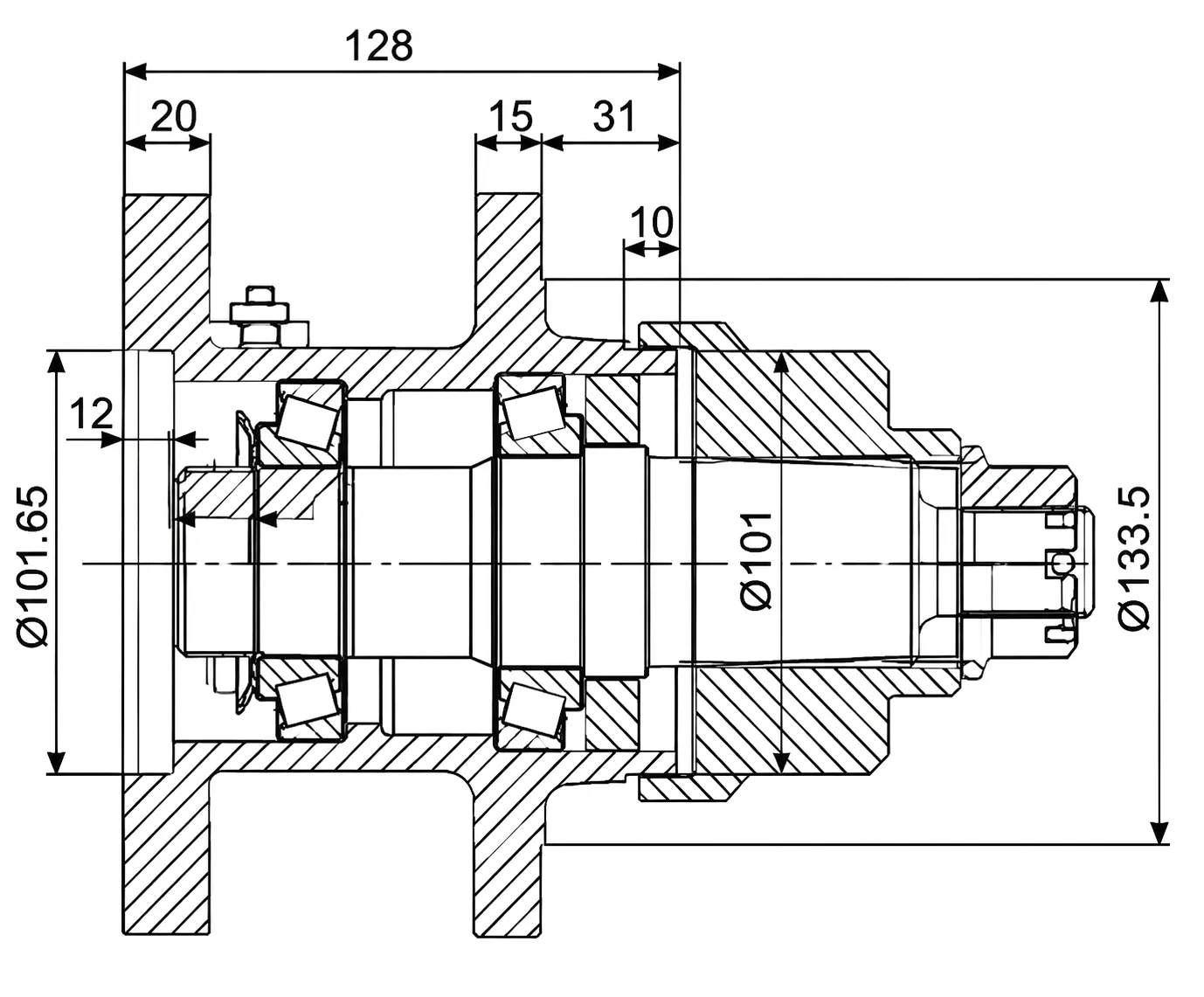 HC-MDH-40 Gearbox Technical Drawing — Dimension View 2