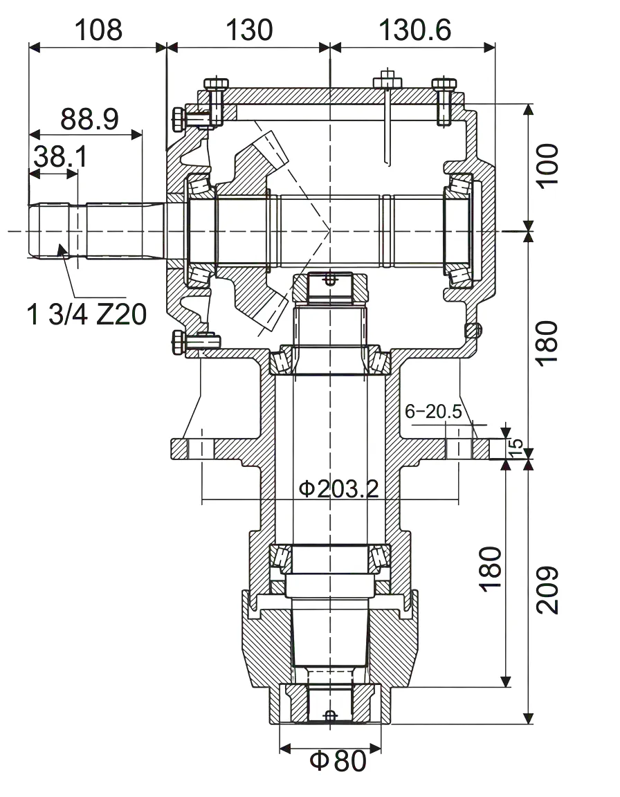 HC-RC130-146 Agricultural Gearbox technical drawing dimensions