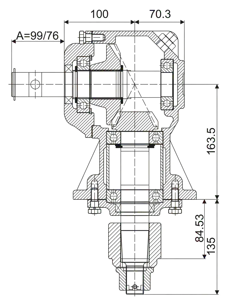 HC-RC31 Agricultural Gearbox Technical Drawing and Dimensions