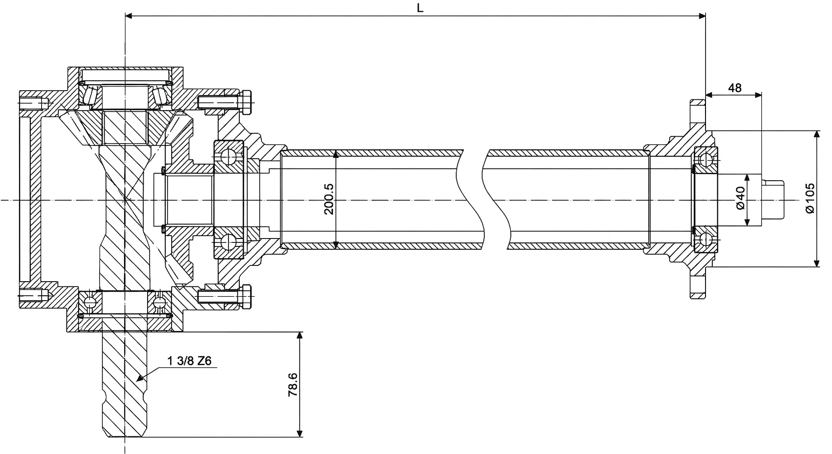 HC-RTM130 Agricultural Gearbox Technical Drawing