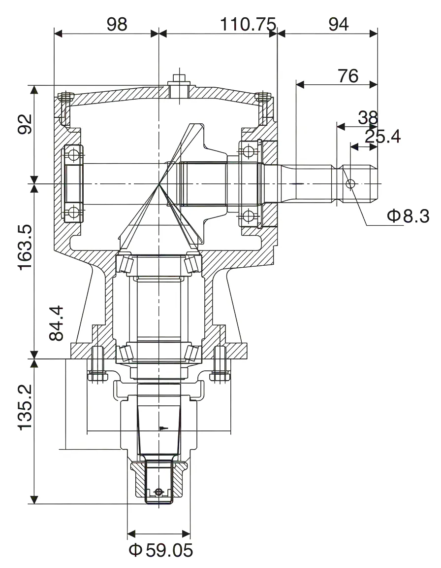 HC-X30 Agricultural Gearbox technical drawing and dimensions